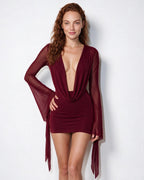 Loovay Velisse Jurk, Mini Jurk met Diepe V-hals