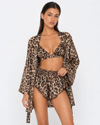 Loovay Fauvelune Driedelige Pyjamaset met Luipaardprint