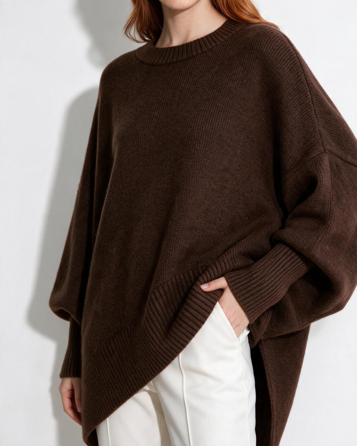 Loovay Noravie Oversized Trui, Asymmetrische Zoom