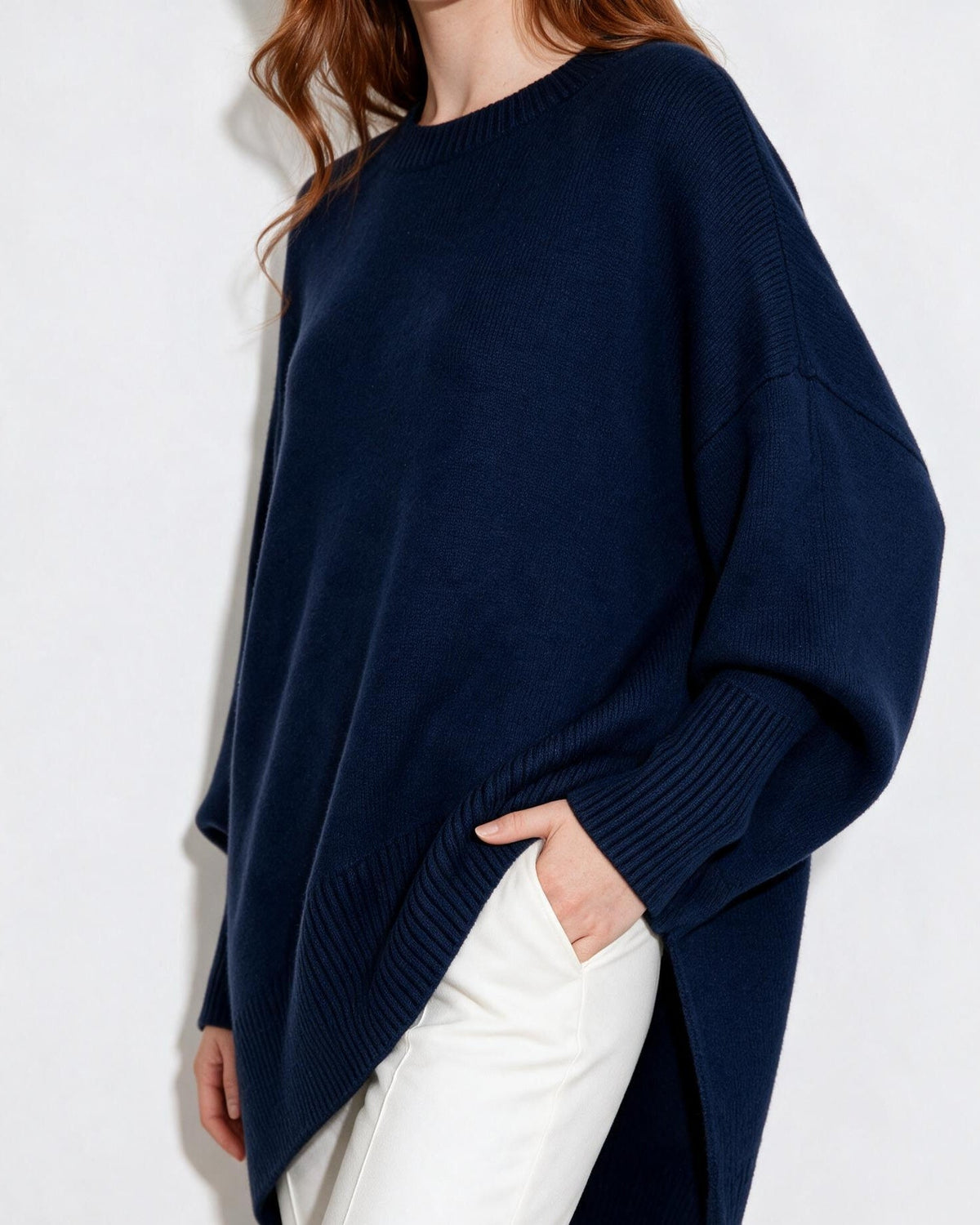 Loovay Noravie Oversized Trui, Asymmetrische Zoom