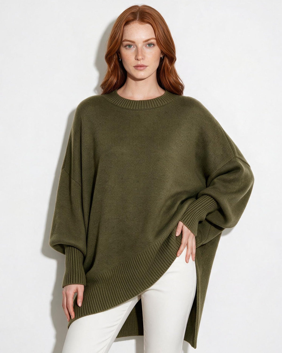Loovay Noravie Oversized Trui, Asymmetrische Zoom
