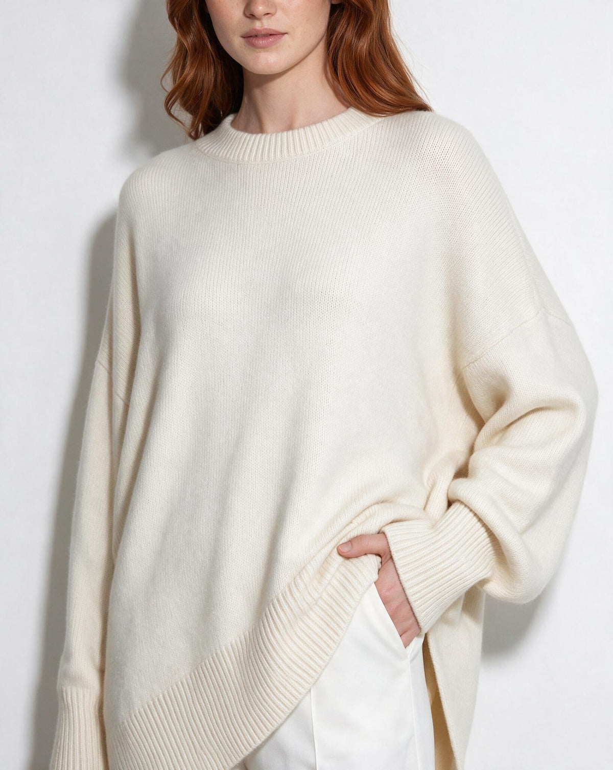 Loovay Noravie Oversized Trui, Asymmetrische Zoom