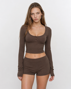 Loovay Maisonnette Pyjamaset met Lange Mouwen en Shorts
