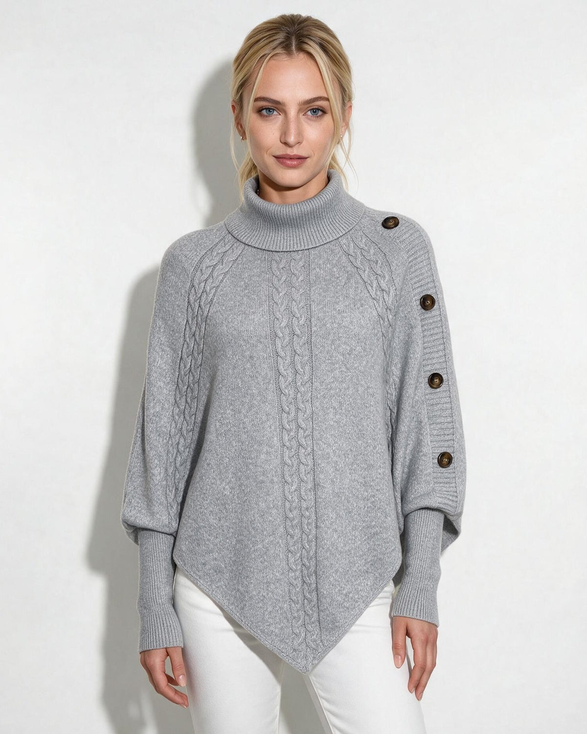 Loovay Valdora Gebreide Ponchotrui met Kabeldetails