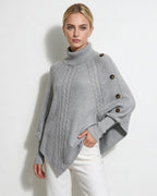 Loovay Valdora Gebreide Ponchotrui met Kabeldetails