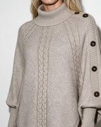Loovay Valdora Gebreide Ponchotrui met Kabeldetails