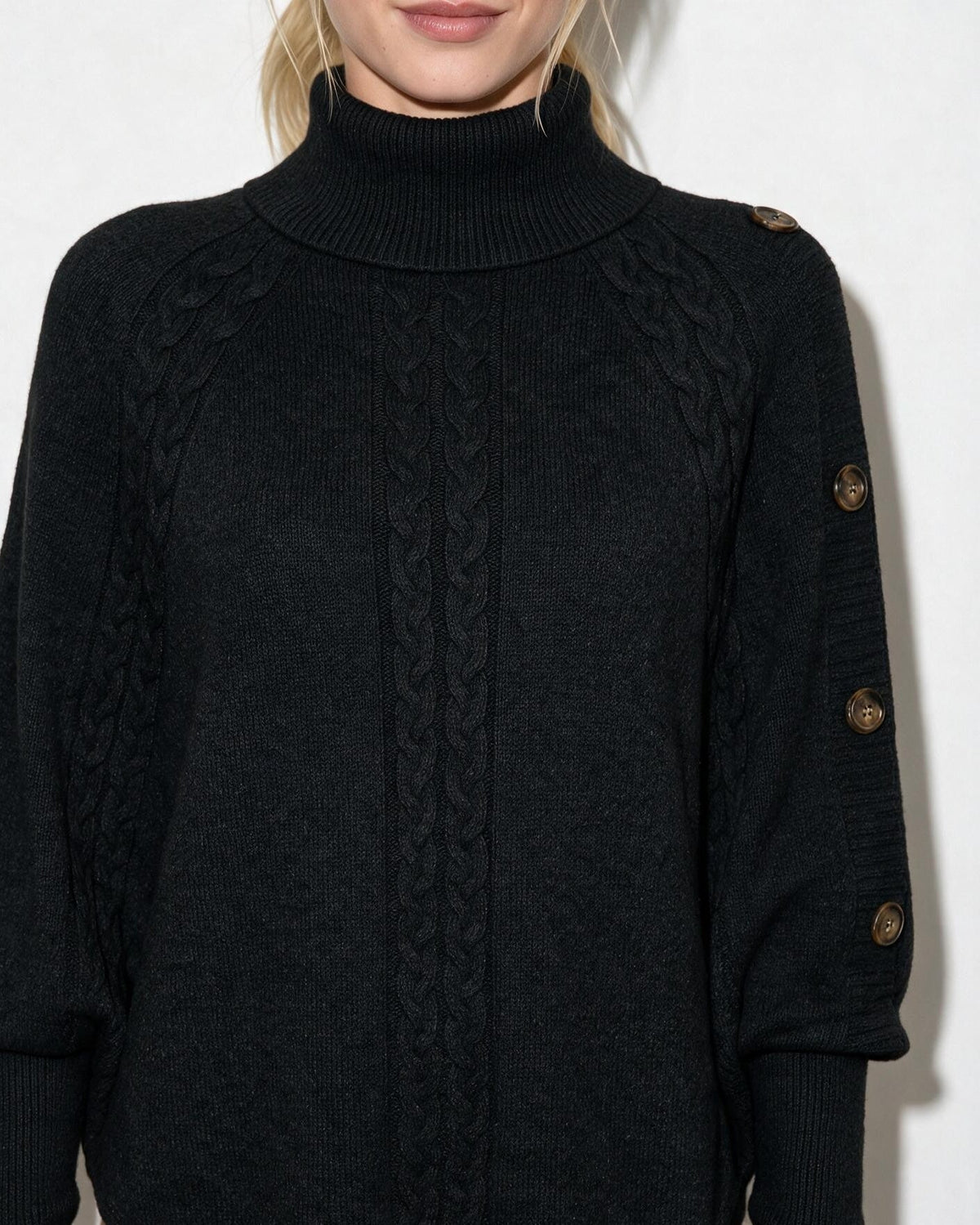 Loovay Valdora Gebreide Ponchotrui met Kabeldetails