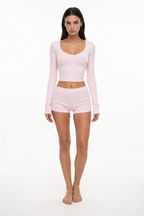 Loovay Maisonnette Pyjamaset met Lange Mouwen en Shorts