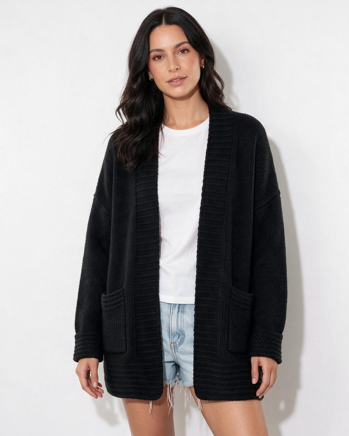 Loovay Cavelle Lang Gebreid Vest, Relaxte Pasvorm