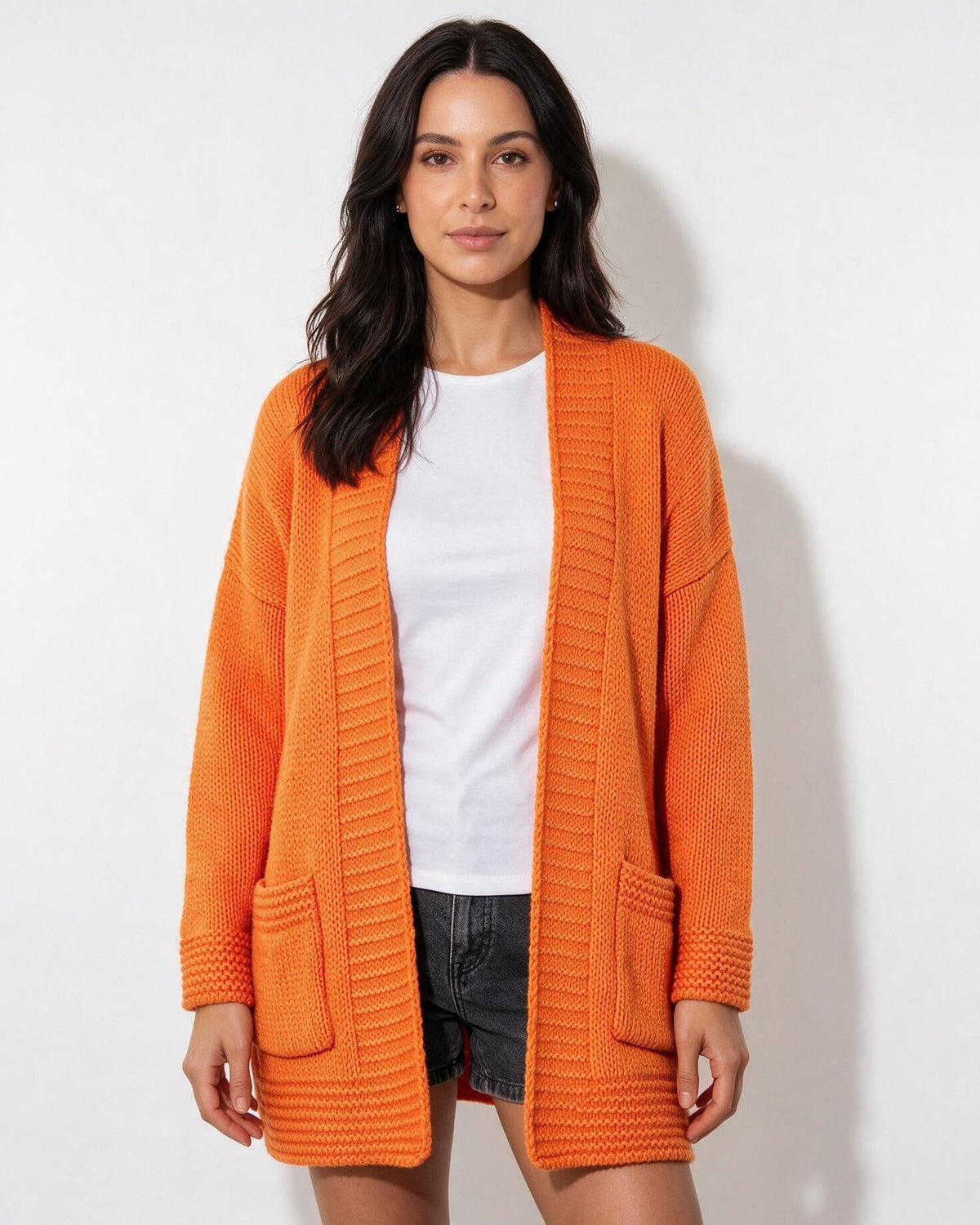 Loovay Cavelle Lang Gebreid Vest, Relaxte Pasvorm