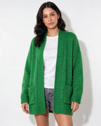 Loovay Cavelle Lang Gebreid Vest, Relaxte Pasvorm