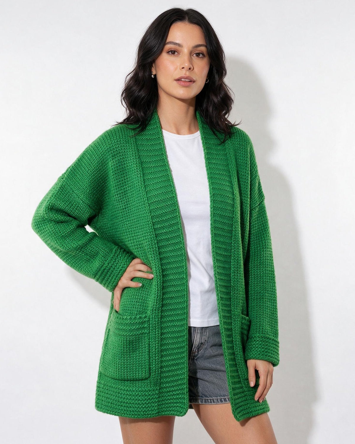Loovay Cavelle Lang Gebreid Vest, Relaxte Pasvorm