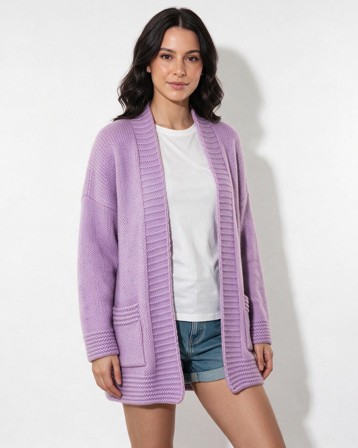 Loovay Cavelle Lang Gebreid Vest, Relaxte Pasvorm