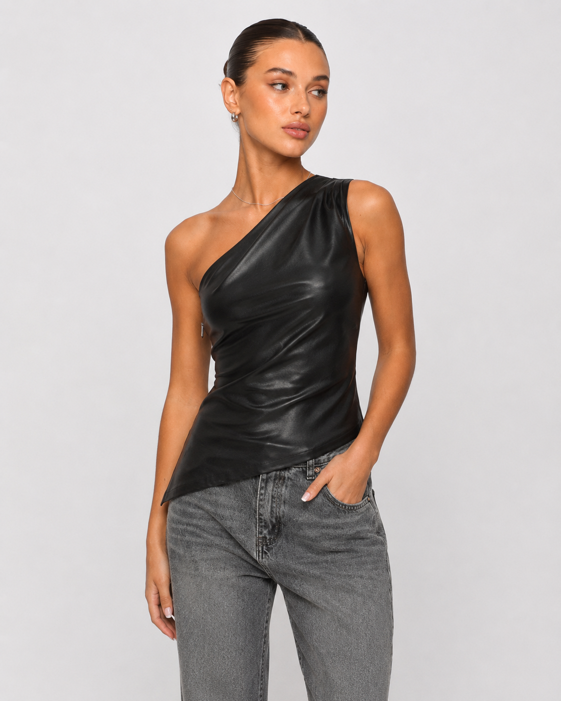 Loovay Rebelle One-shoulder Top van Kunstleer