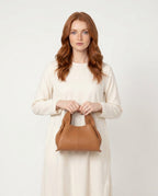 Loovay Rosalie Leren Handtas met Gebogen Handgreep