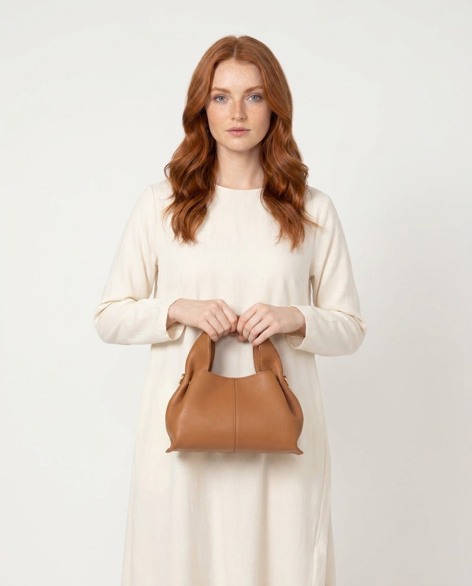 Loovay Rosalie Leren Handtas met Gebogen Handgreep