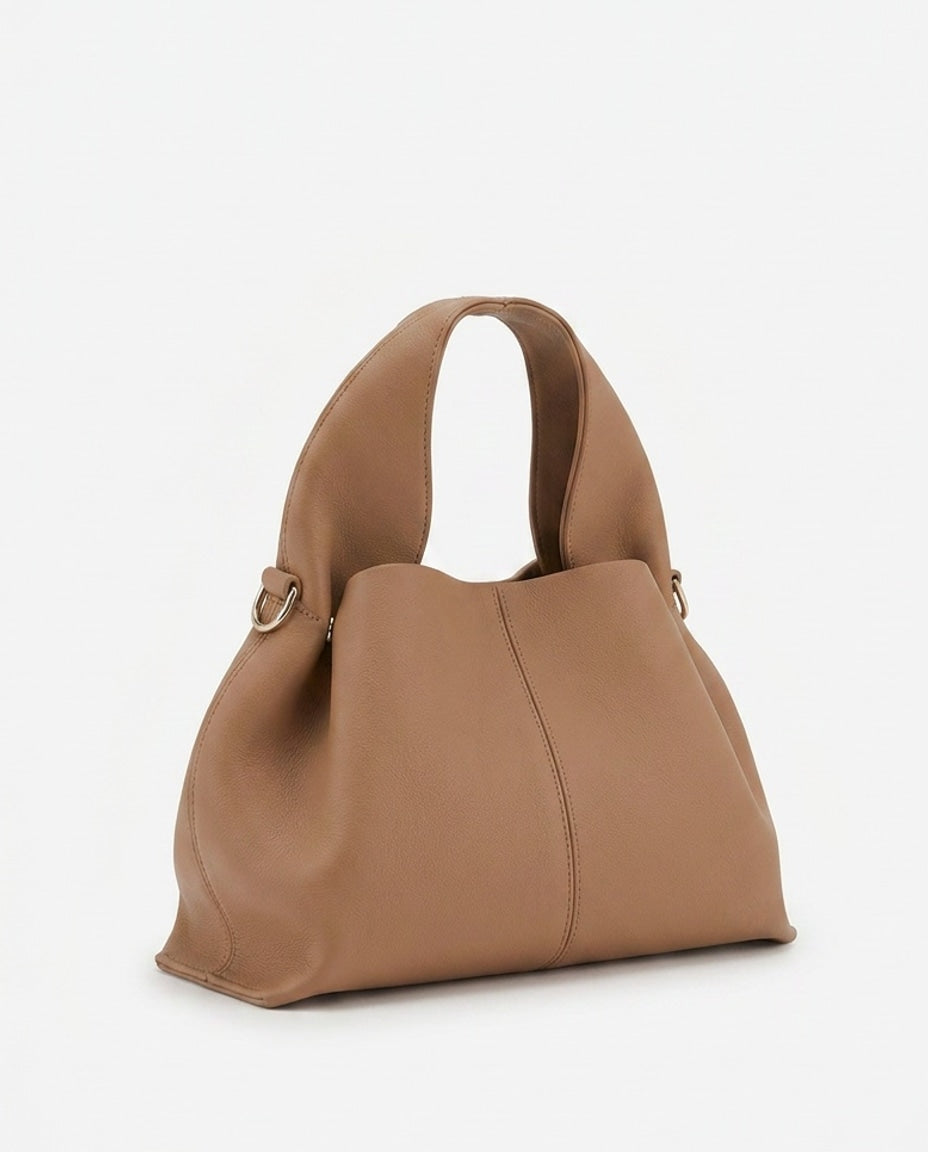 Loovay Rosalie Leren Handtas met Gebogen Handgreep