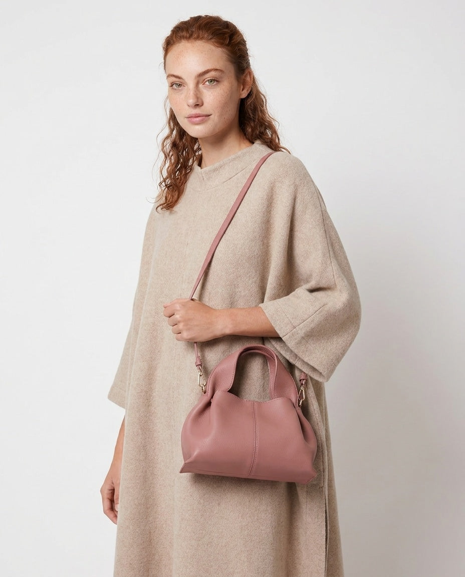 Loovay Rosalie Leren Handtas met Gebogen Handgreep