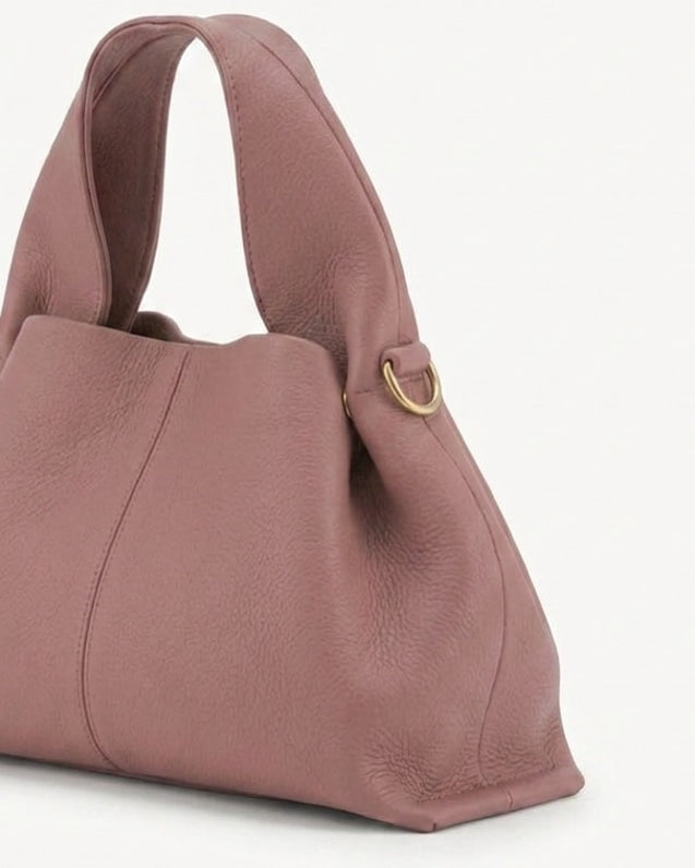 Loovay Rosalie Leren Handtas met Gebogen Handgreep