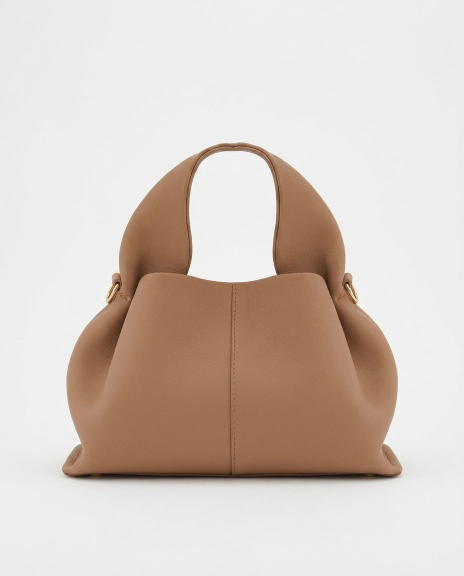 Loovay Rosalie Leren Handtas met Gebogen Handgreep