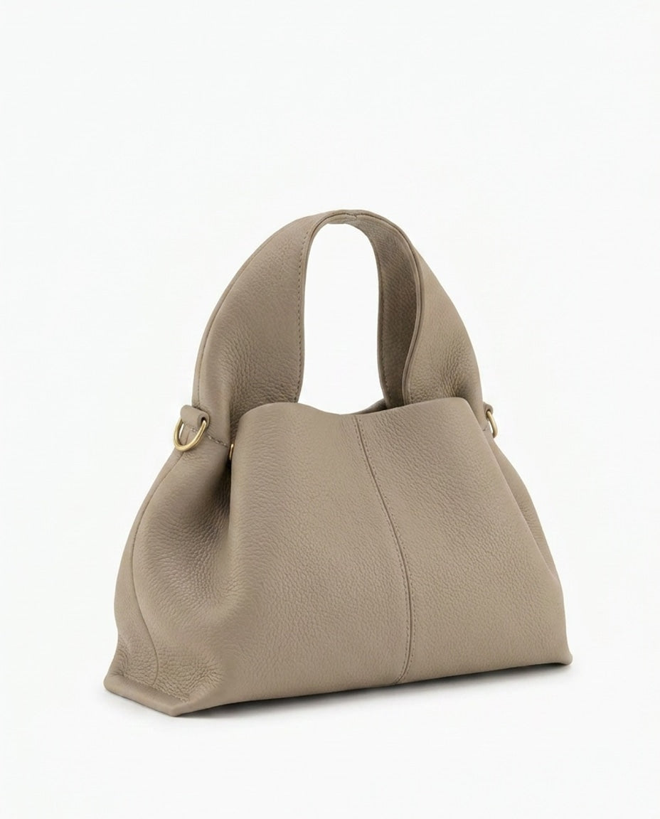 Loovay Rosalie Leren Handtas met Gebogen Handgreep