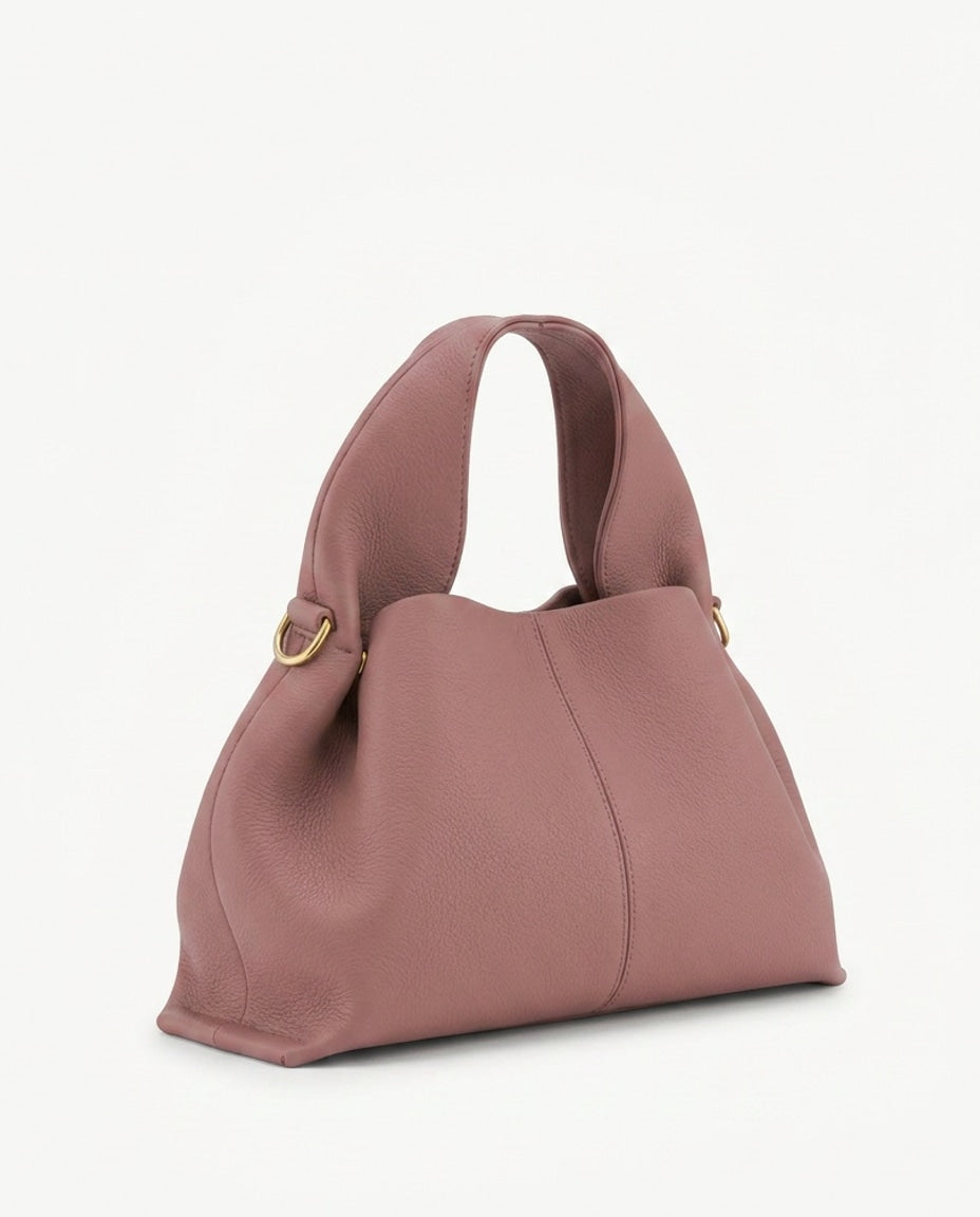 Loovay Rosalie Leren Handtas met Gebogen Handgreep