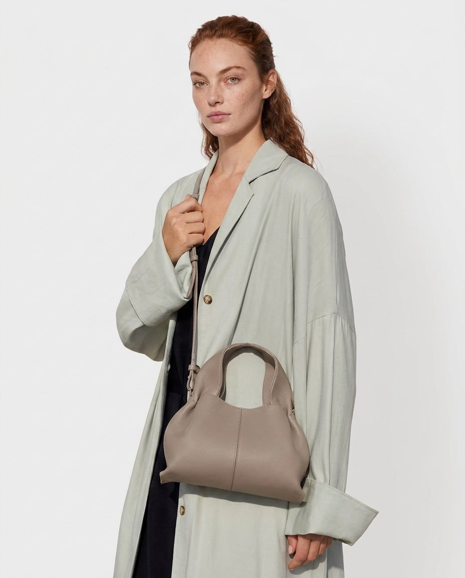 Loovay Rosalie Leren Handtas met Gebogen Handgreep
