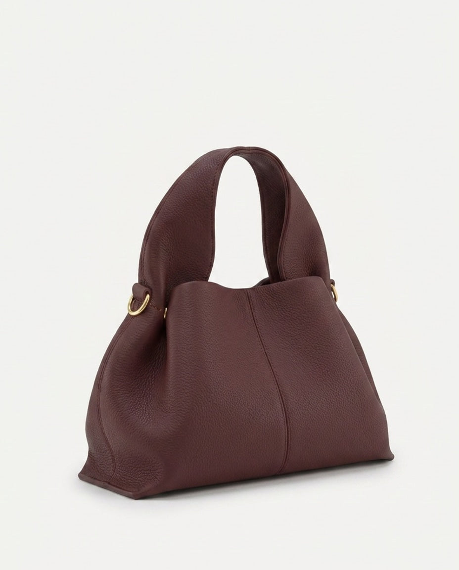 Loovay Rosalie Leren Handtas met Gebogen Handgreep