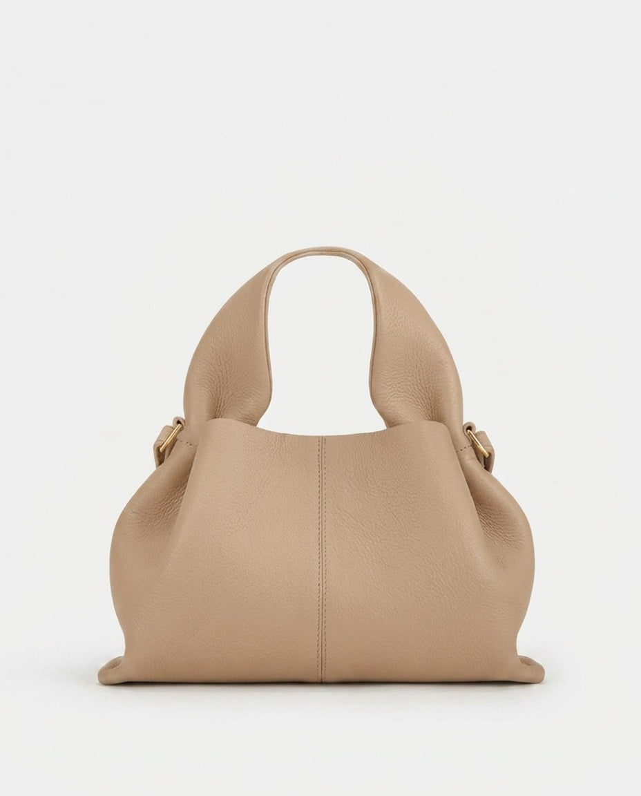 Loovay Rosalie Leren Handtas met Gebogen Handgreep