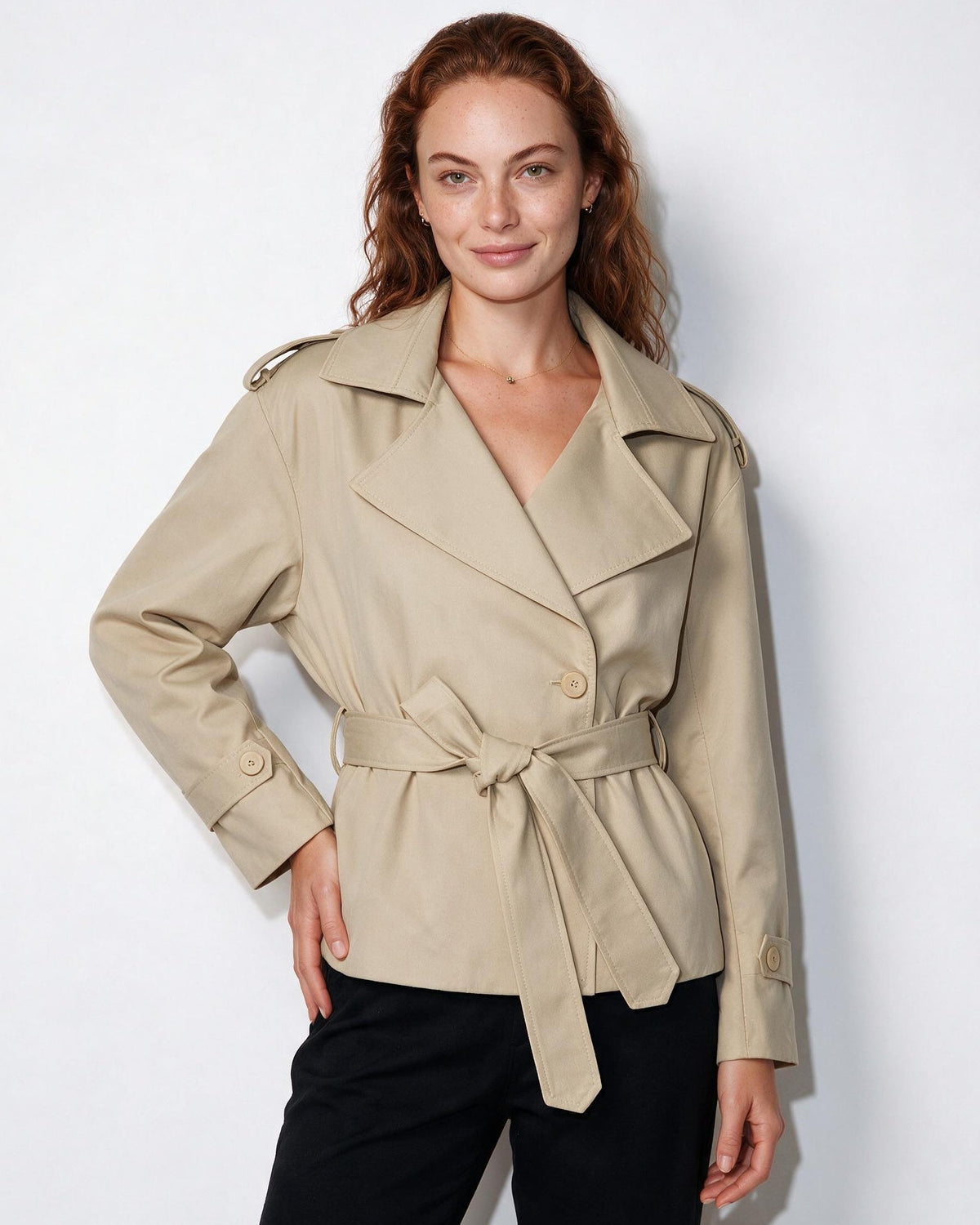 Loovay Marielle Korte Trenchcoat met Ceintuur