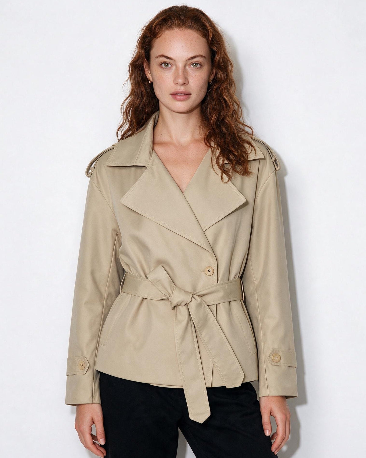 Loovay Marielle Korte Trenchcoat met Ceintuur