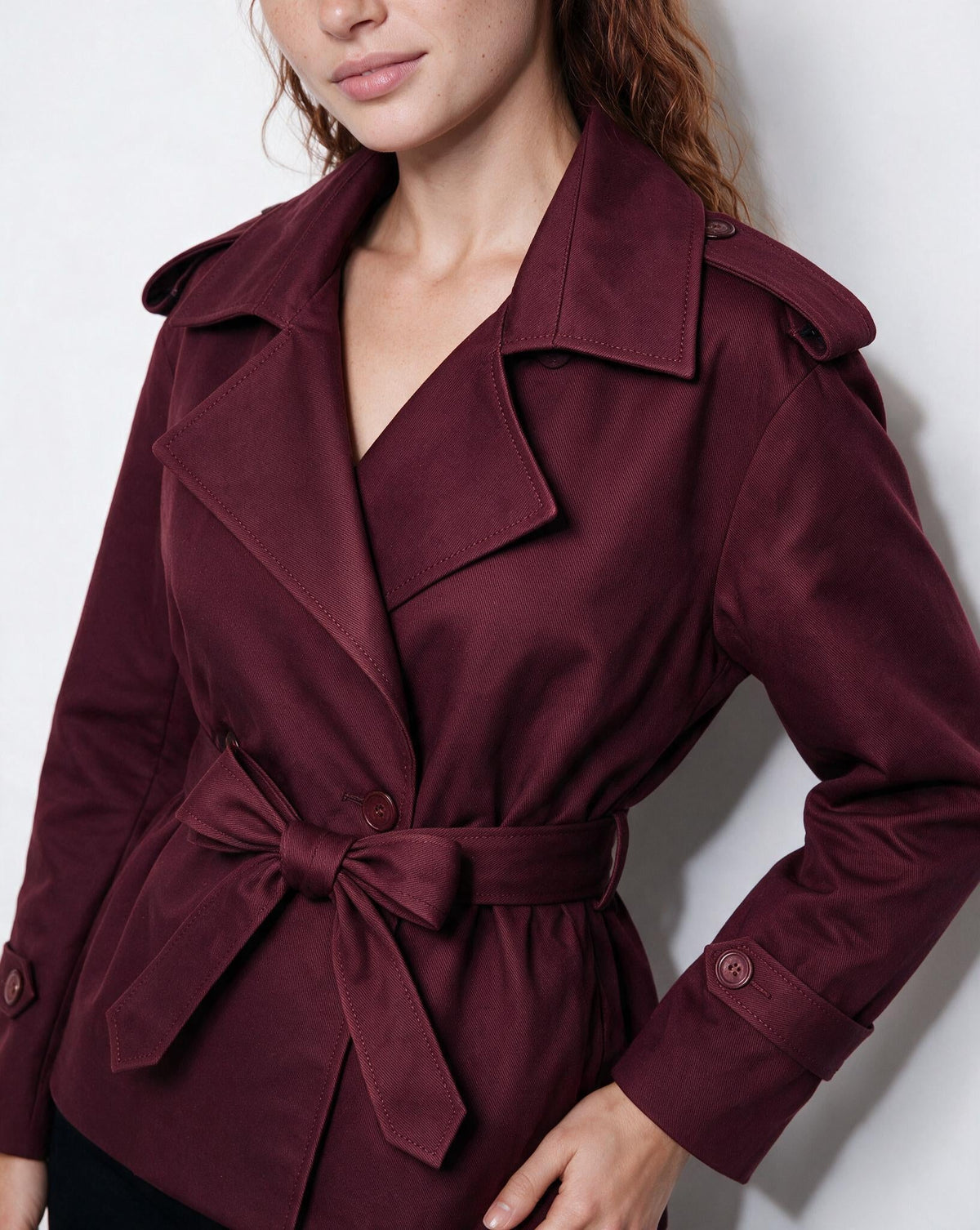 Loovay Marielle Korte Trenchcoat met Ceintuur
