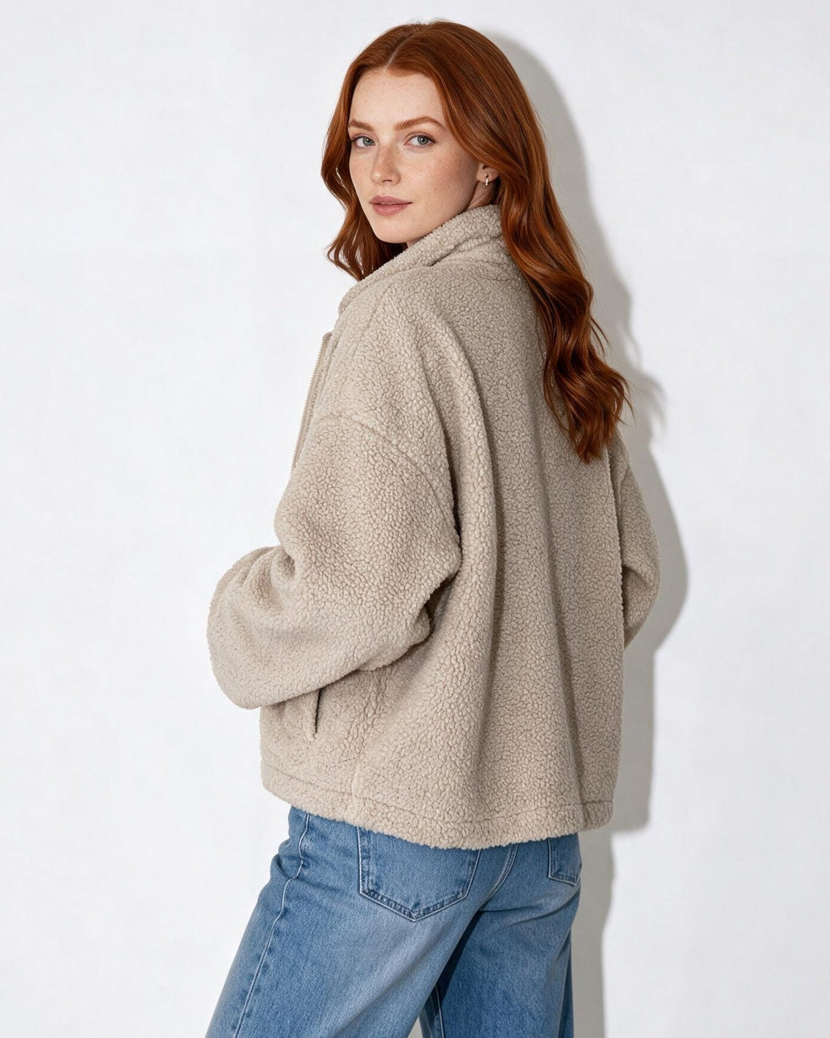 Loovay Noémie Cropped Borgjas met Funnelkraag
