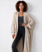 Loovay Marvienne Lang Gebreid Vest, Oversized Pasvorm