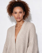 Loovay Marvienne Lang Gebreid Vest, Oversized Pasvorm