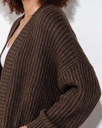 Loovay Marvienne Lang Gebreid Vest, Oversized Pasvorm
