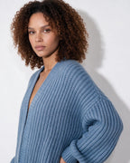 Loovay Marvienne Lang Gebreid Vest, Oversized Pasvorm