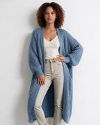 Loovay Marvienne Lang Gebreid Vest, Oversized Pasvorm