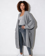 Loovay Marvienne Lang Gebreid Vest, Oversized Pasvorm
