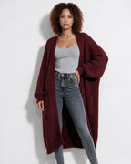 Loovay Marvienne Lang Gebreid Vest, Oversized Pasvorm