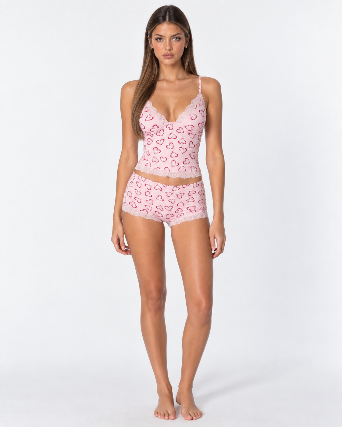 Loovay Coeurine Pyjamaset met Hartjesprint