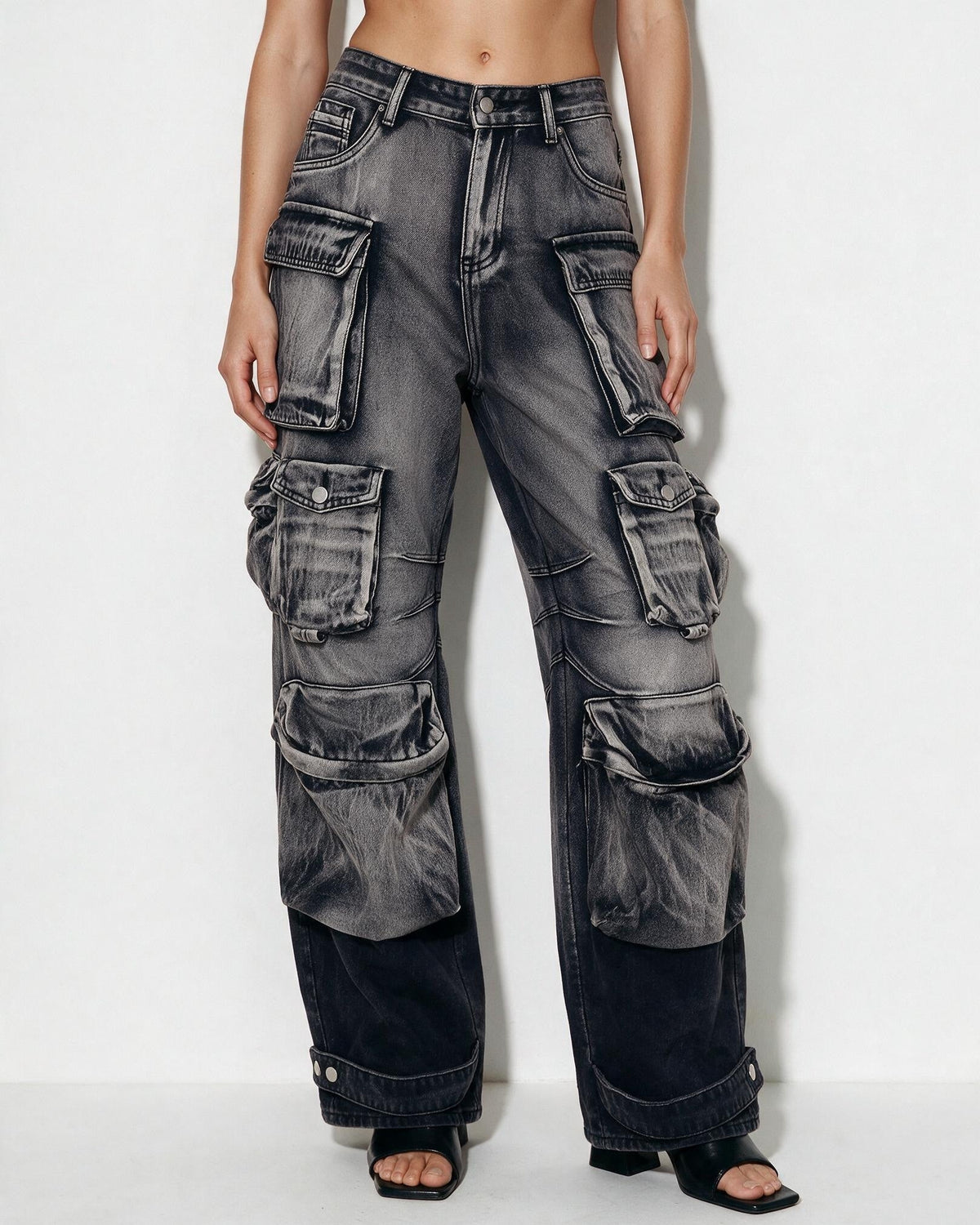 Loovay Valenya Cargo Jeans met Wijde Pijpen