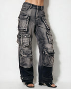 Loovay Valenya Cargo Jeans met Wijde Pijpen