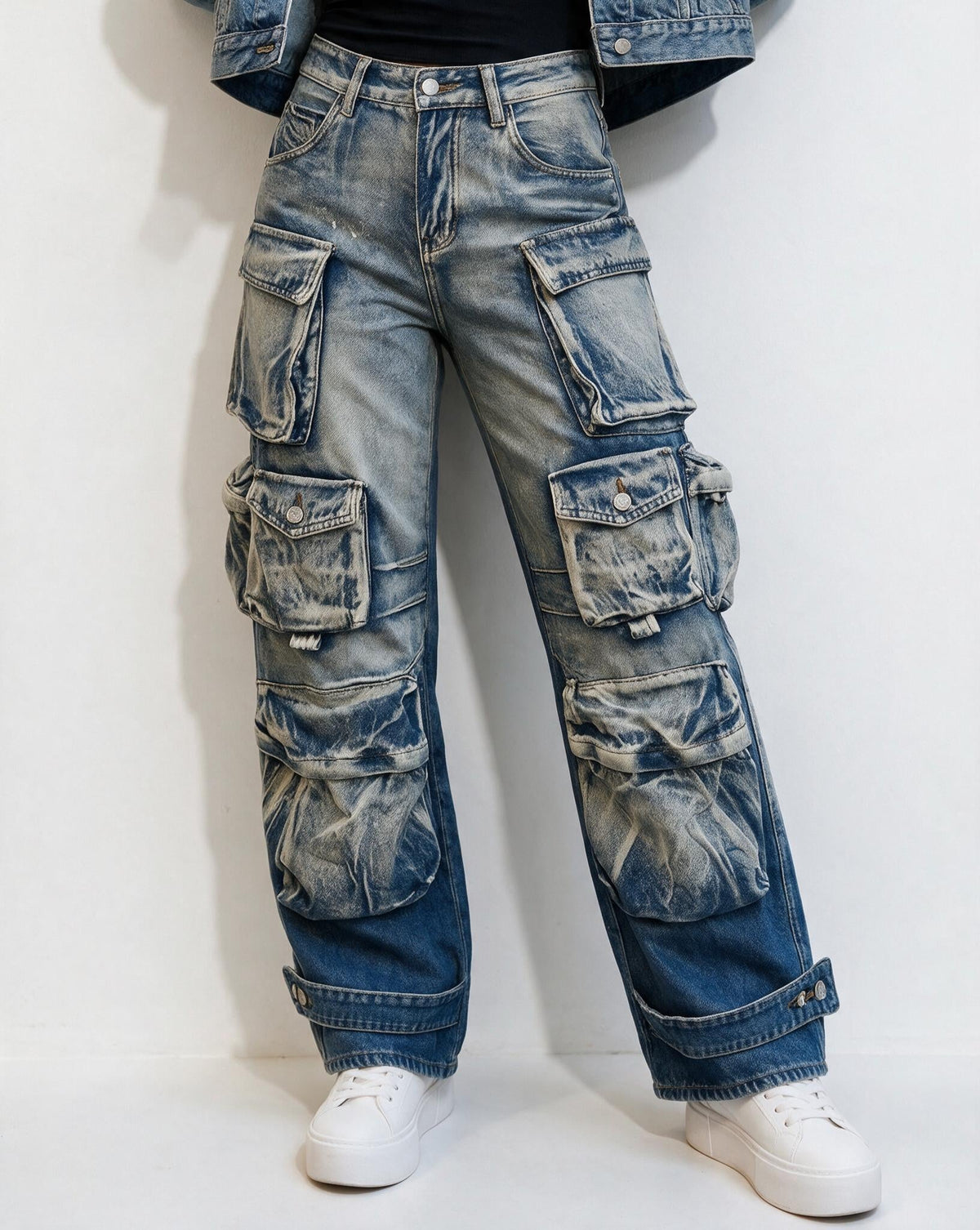 Loovay Valenya Cargo Jeans met Wijde Pijpen