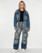 Loovay Valenya Cargo Jeans met Wijde Pijpen