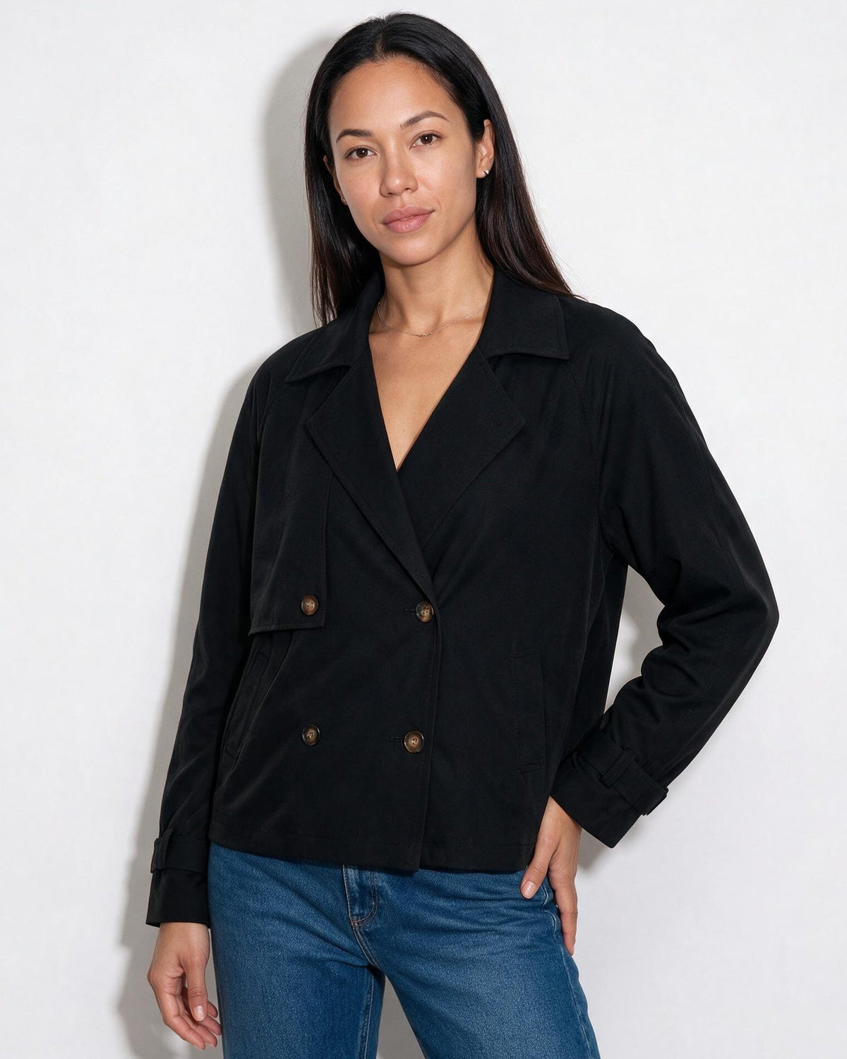 Loovay Celine Korte Trenchcoat met Stormflap
