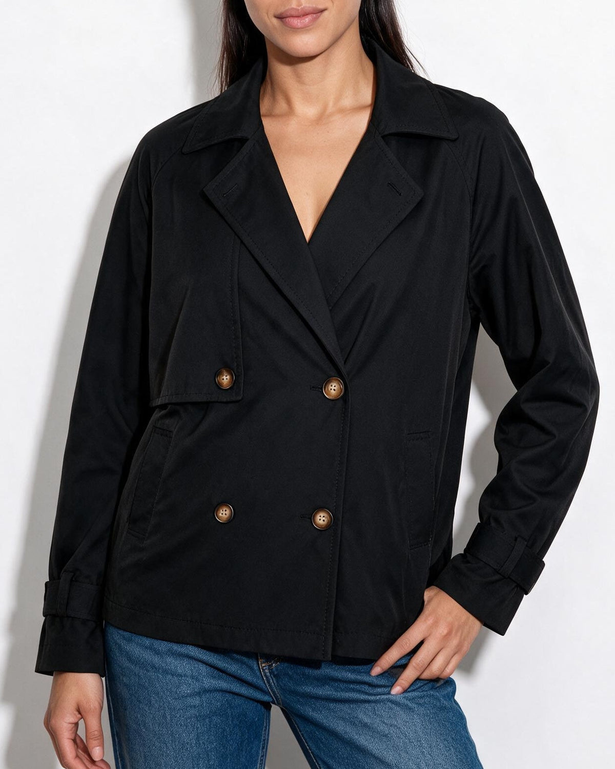 Loovay Celine Korte Trenchcoat met Stormflap
