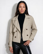 Loovay Celine Korte Trenchcoat met Stormflap