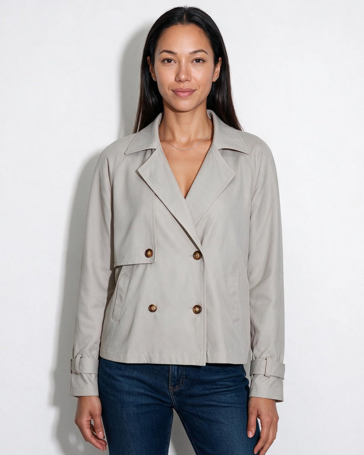 Loovay Celine Korte Trenchcoat met Stormflap