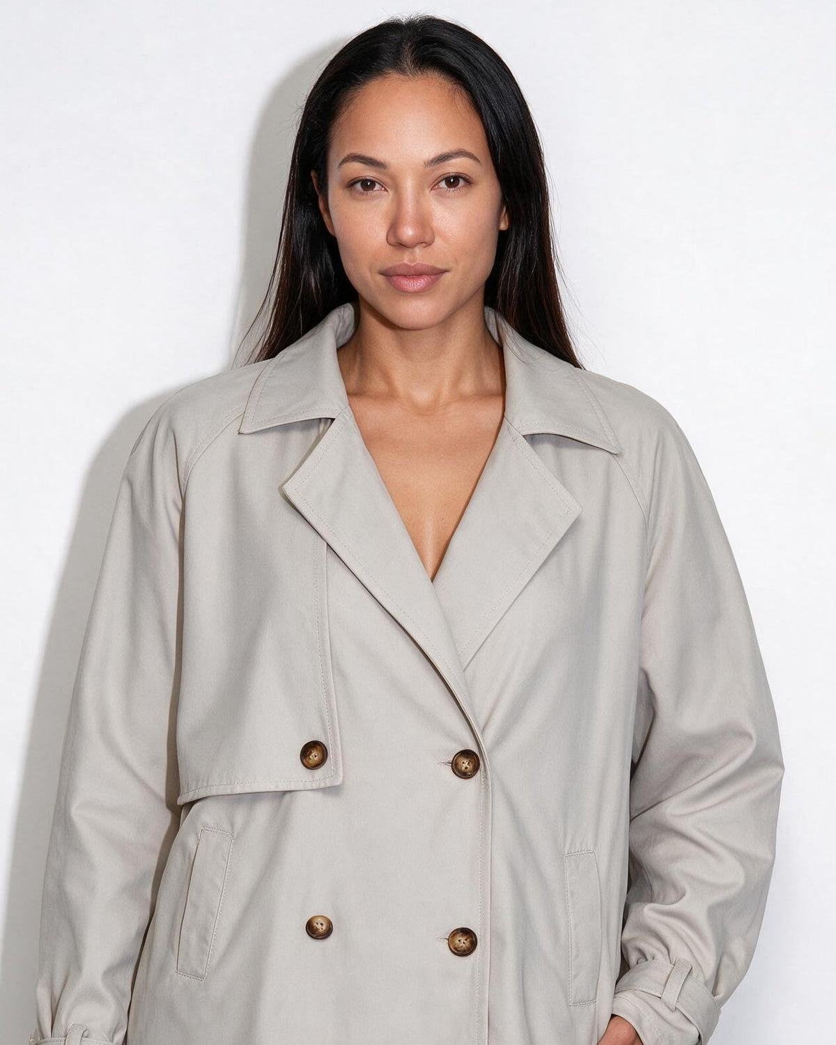 Loovay Celine Korte Trenchcoat met Stormflap